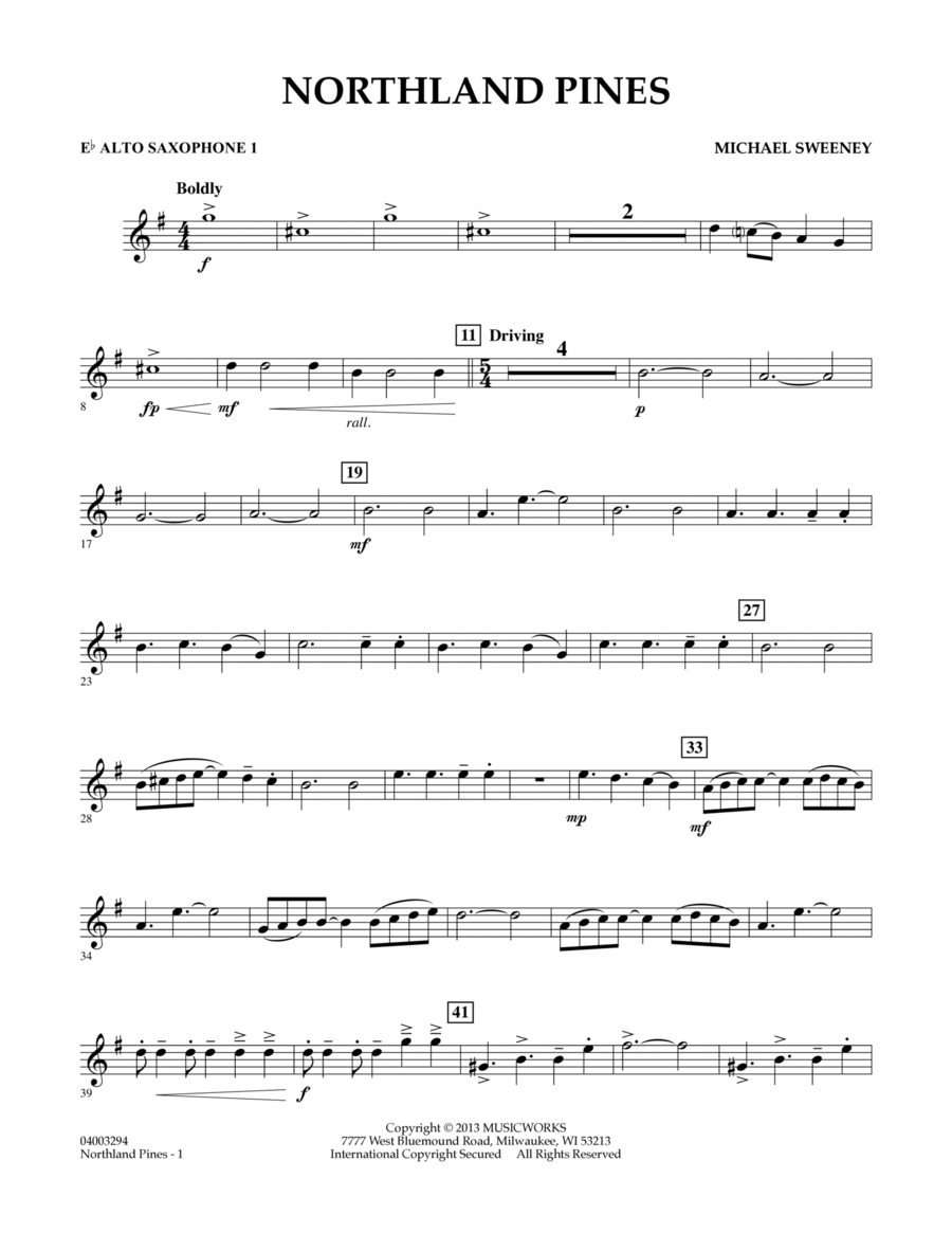 Northland Pines - Eb Alto Saxophone 1 Concert Band scores gallery preview page 1