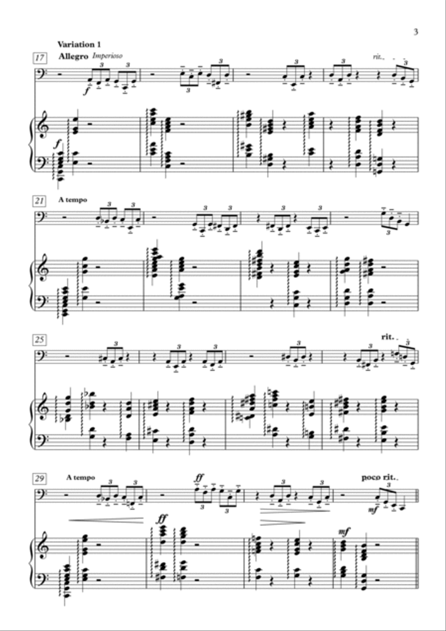Thème et variations for Cello and Piano op. 2 No 2 Piano scores gallery preview page 3