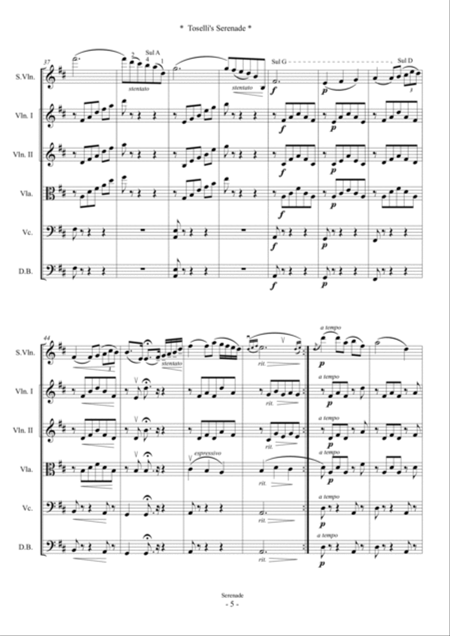Toselli's Serenade (For S.Vn and Strings) Set of Parts scores gallery preview page 5