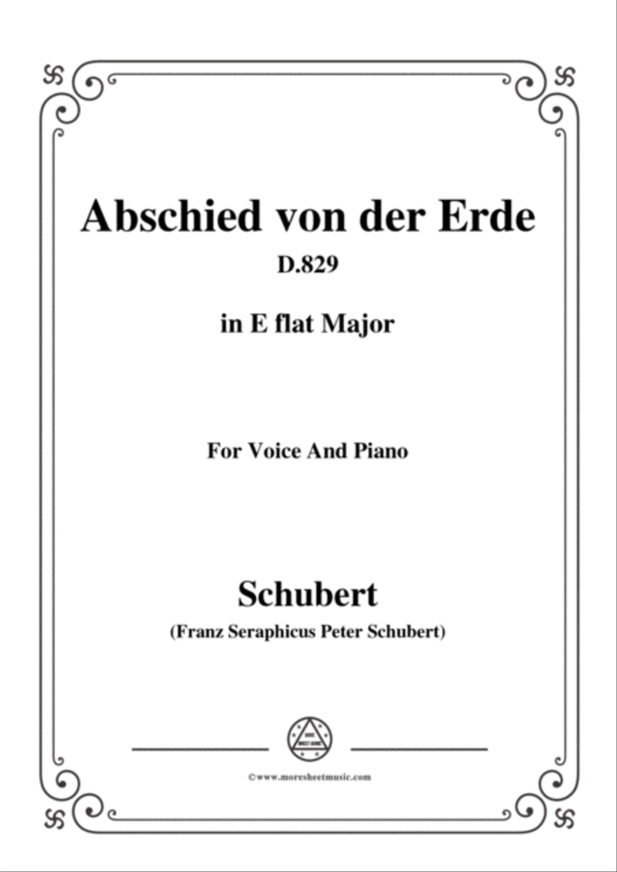 Schubert-Abschied von der Erde(Farewell to the Earth),D.829,in E flat Major,for Voice&Piano Voice scores gallery preview page 1