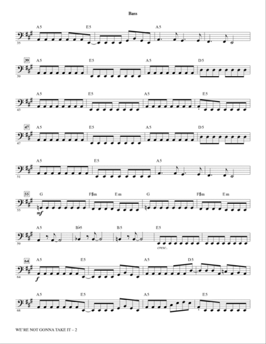 We're Not Gonna Take It - Bass Choir scores gallery preview page 2