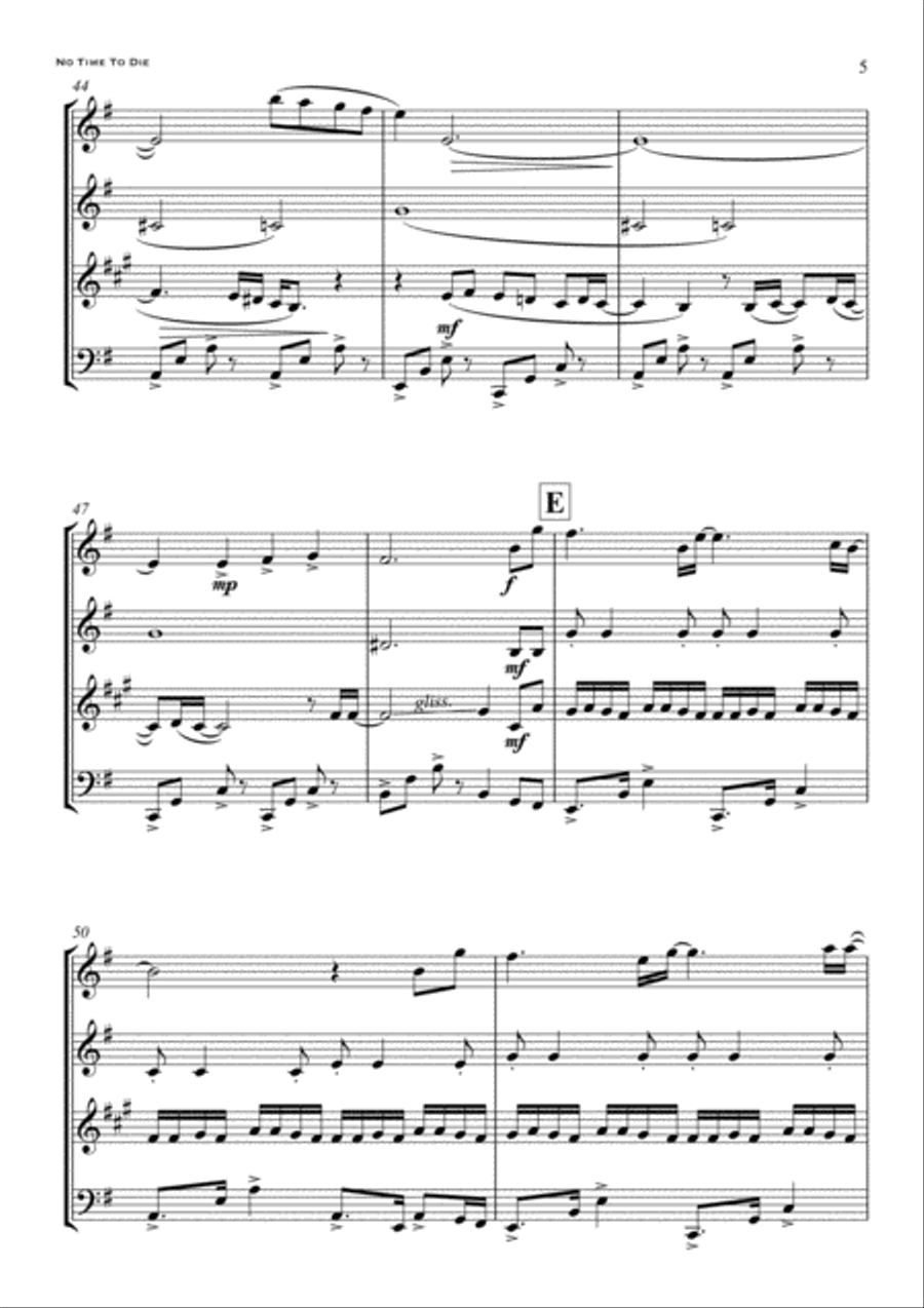 No Time To Die Woodwind Quartet scores gallery preview page 5