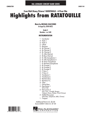Book cover for Highlights from Ratatouille - Full Score