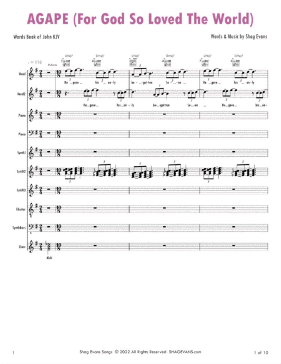 AGAPE (For God So Loved The World) A601G - Single Sheet Music Small Ensemble scores gallery preview page 4