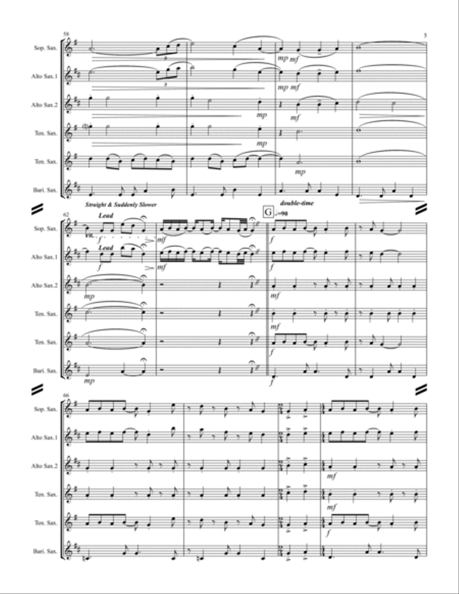 Raindrops Keep Fallin' On My Head Saxophone Quintet scores gallery preview page 6