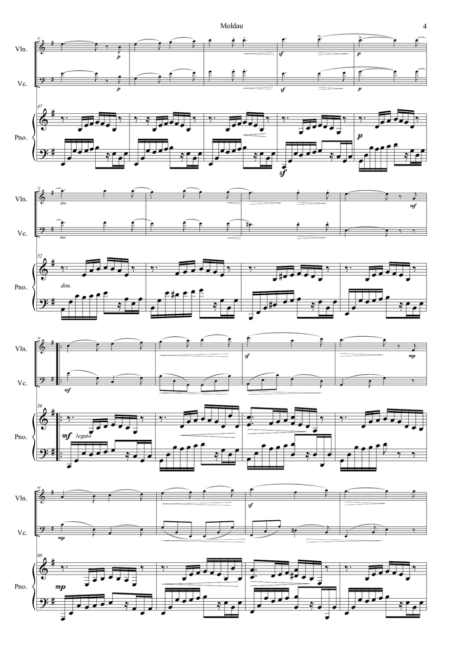 Smetana - Die Moldau for Pianotrio Piano Trio scores gallery preview page 4