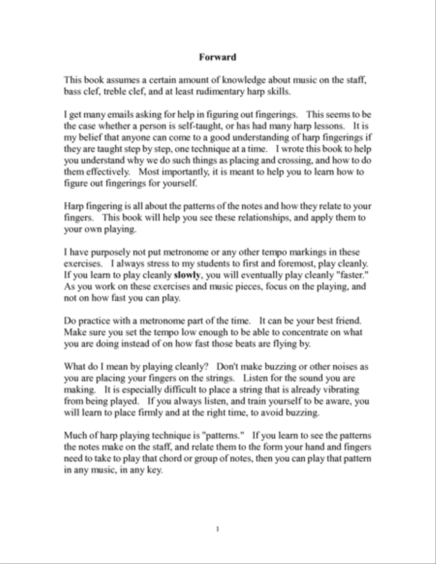 Harp In Hand, A Comprehensive Guide to Patterns, Placing and Fingering Fundamentals, For All Harps Harp scores gallery preview page 5