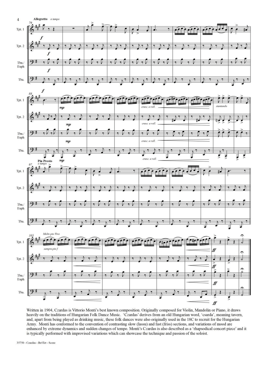 CZARDAS NO1 BRASS QUARTET Brass Quartet scores gallery preview page 5