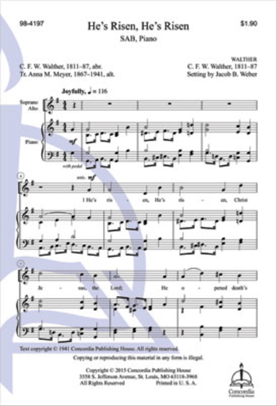 He's Risen, He's Risen He's Risen, He's Risen 3-Part scores gallery preview page 1