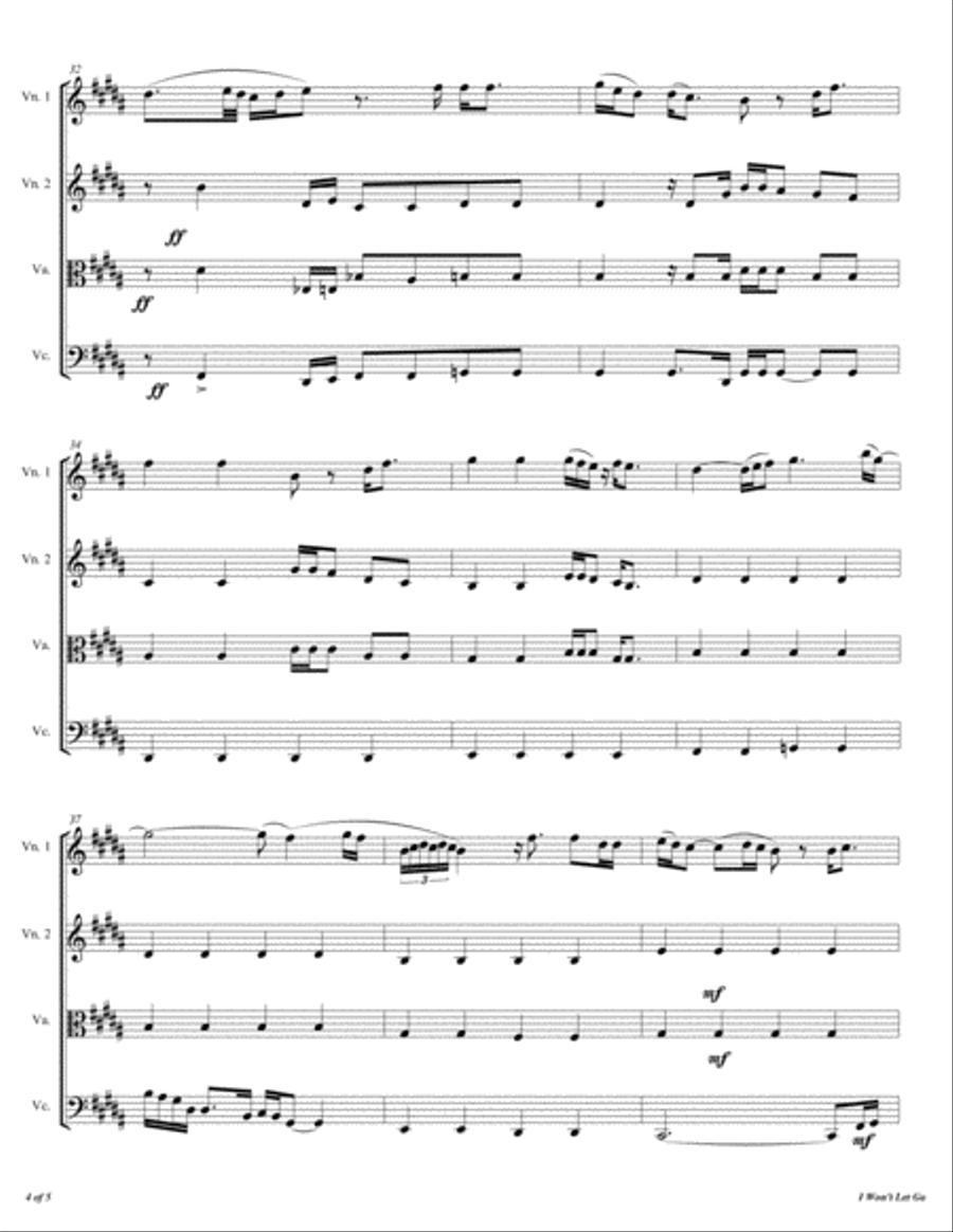 I Won't Let Go String Quartet scores gallery preview page 5
