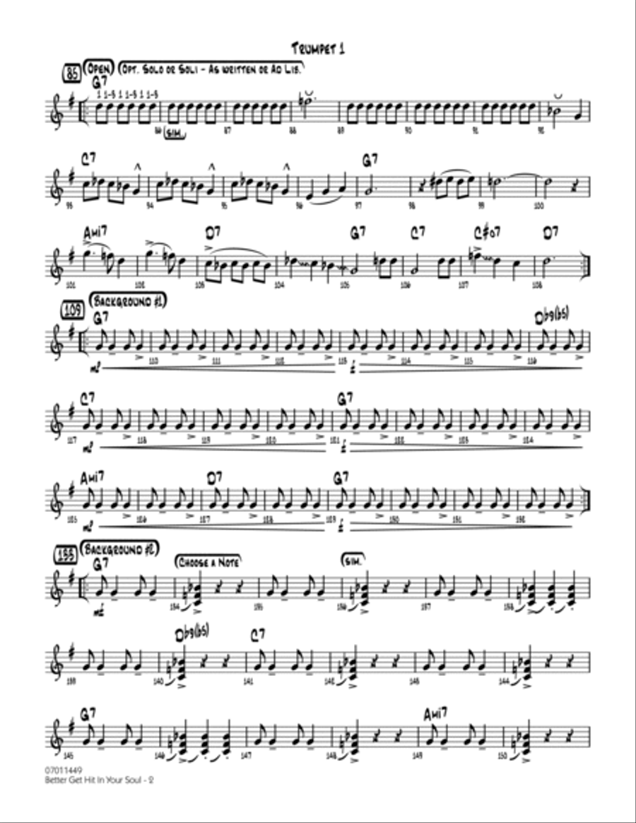 Better Get Hit In Your Soul - Trumpet 1 Trumpet scores gallery preview page 2
