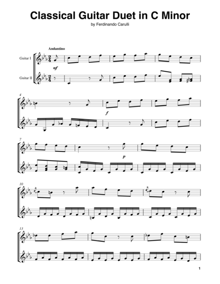 Classical Guitar Duet in C Minor image number null