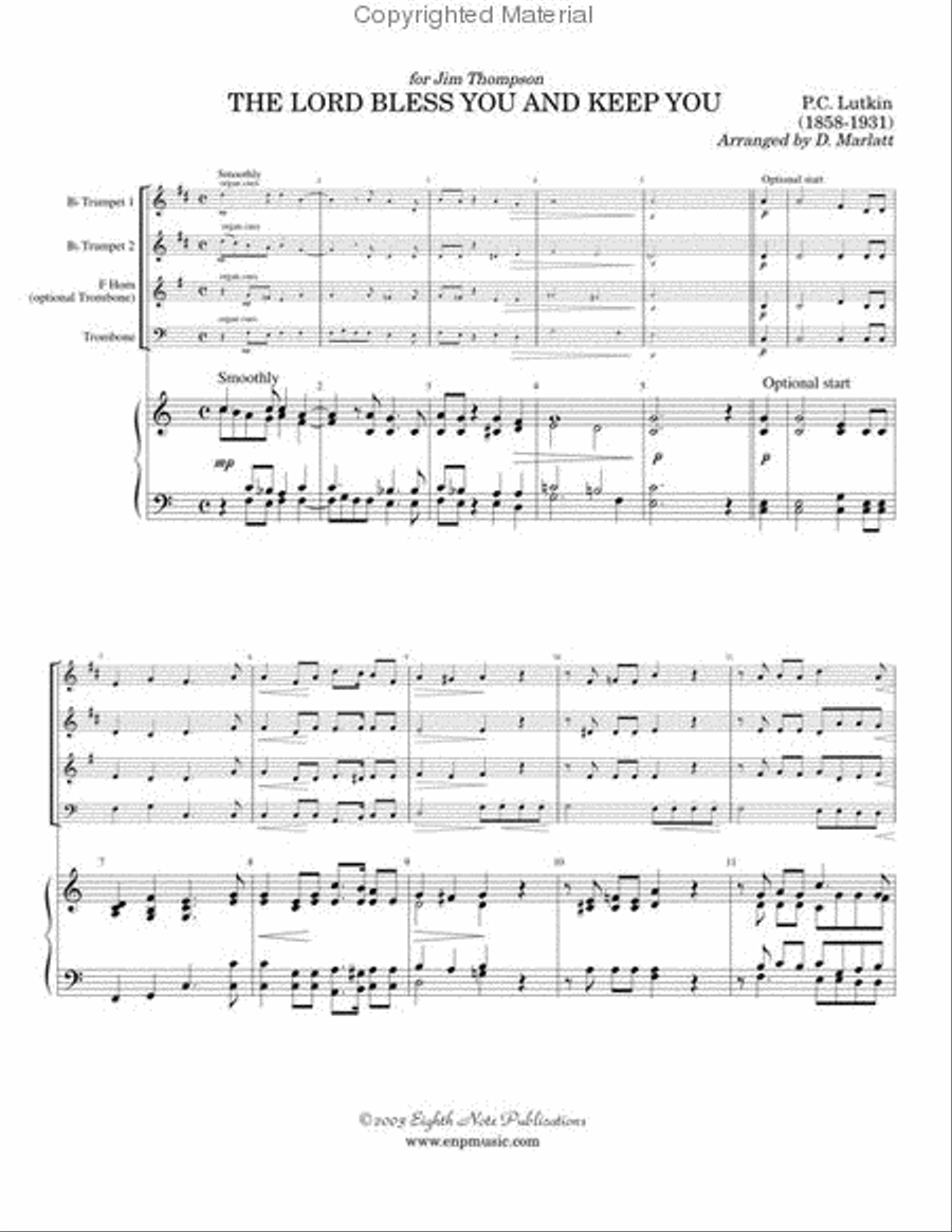 The Lord Bless You and Keep You Brass Ensemble scores gallery preview page 2