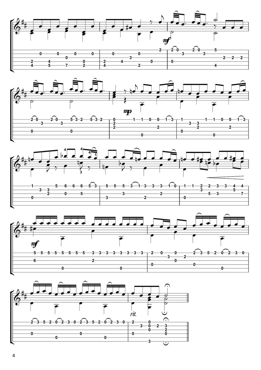 Concerto in D Major RV 93 Guitar solo Acoustic Guitar scores gallery preview page 4