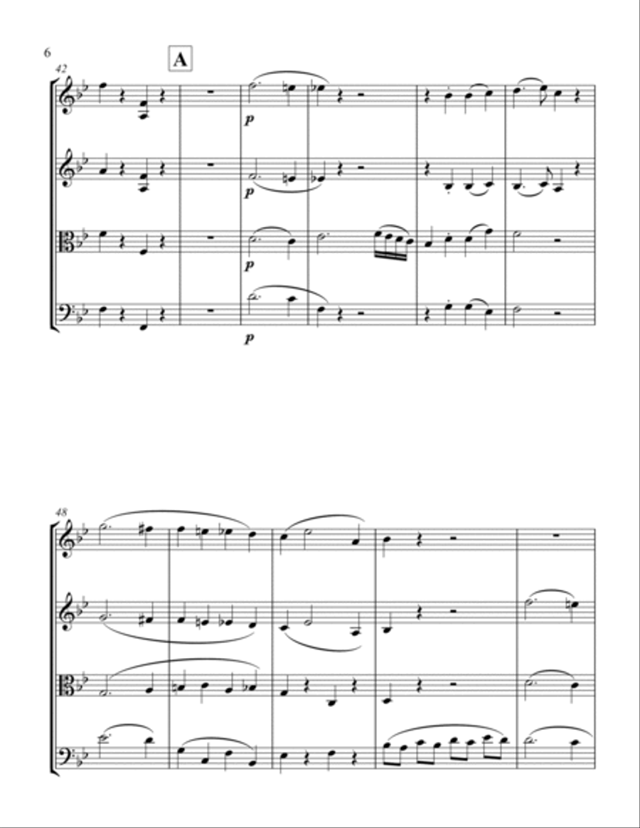 Mozart Symphony No. 40 in G minor, KV. 550 (Mov 1) for String Quartet - Score and Parts String Quartet scores gallery preview page 6