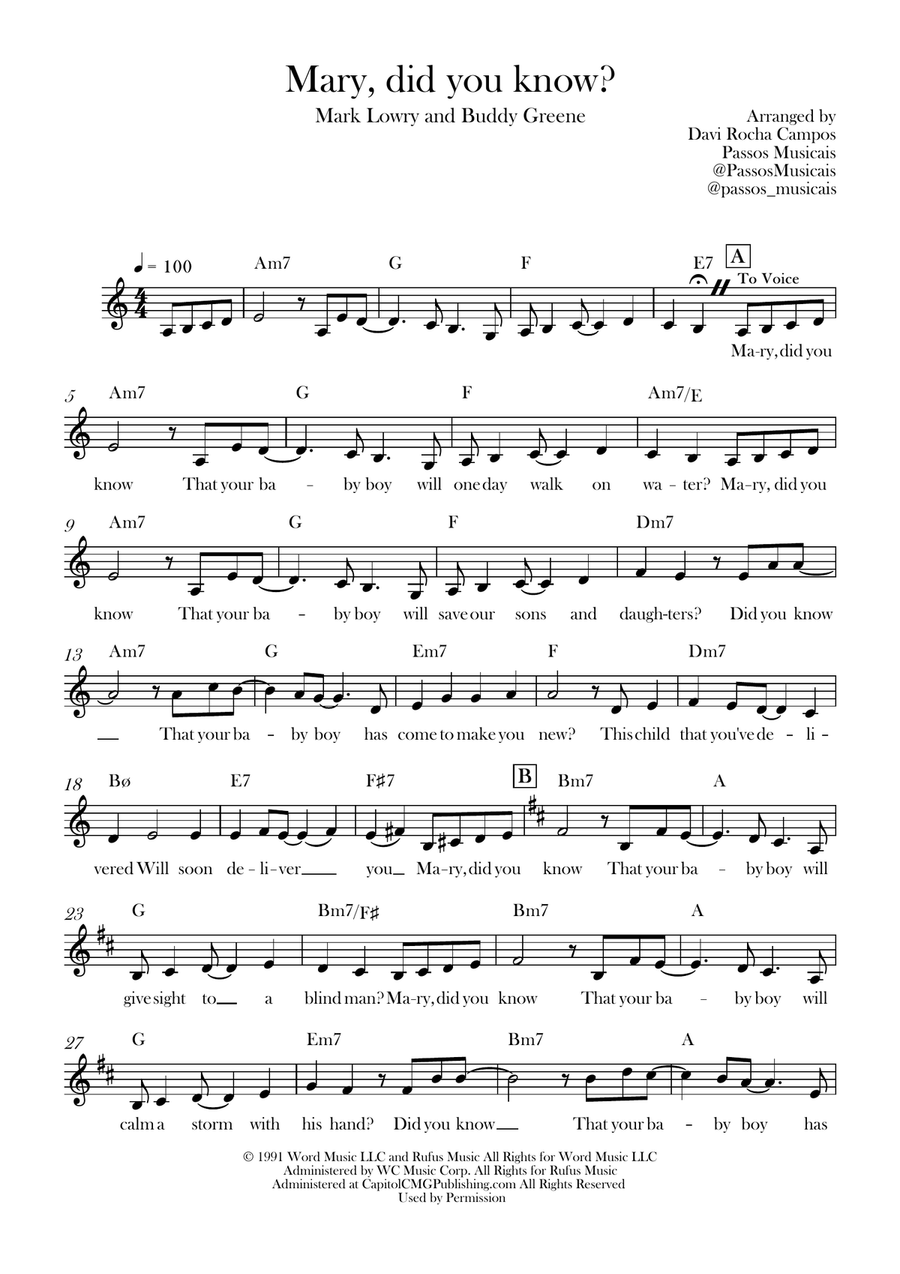 Mary, Did You Know? Piano scores gallery preview page 1
