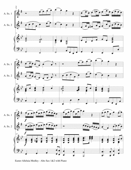 EASTER ALLELUIA MEDLEY (Trio – Alto Sax 1, Alto Sax 2/Piano) Score and Parts image number null