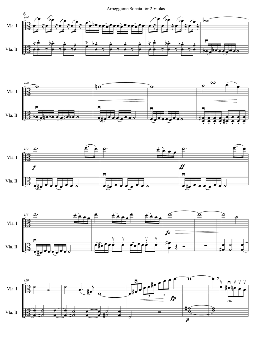 Arpeggione Sonata by Schubert (mvt 1) - for Viola Duet String Duet scores gallery preview page 6