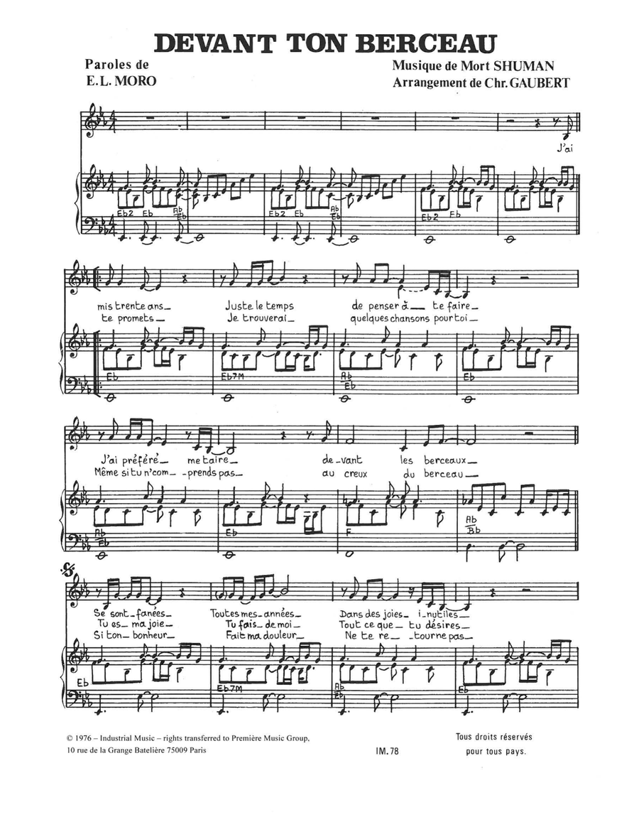 Devant Ton Berceau Piano, Vocal scores gallery preview page 1