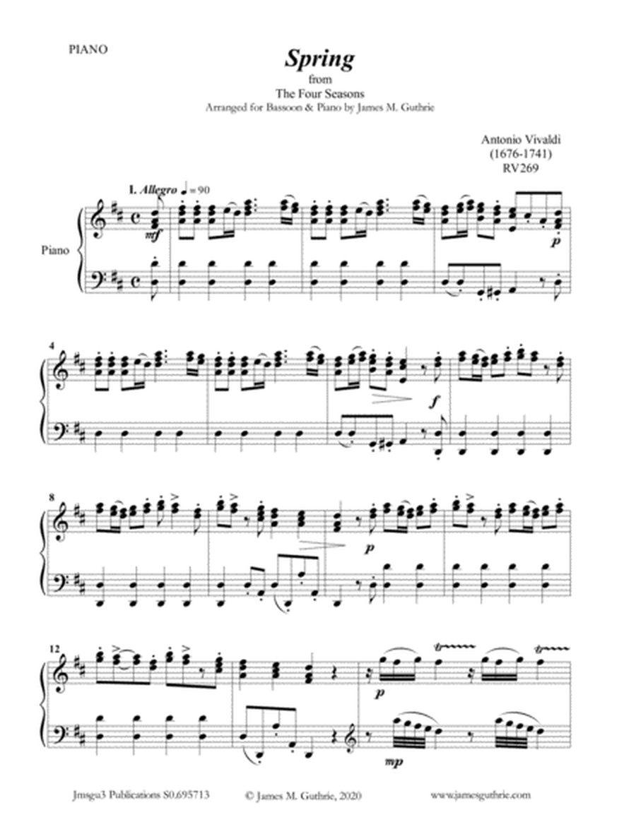 Vivaldi: The Four Seasons Complete for Bassoon & Piano