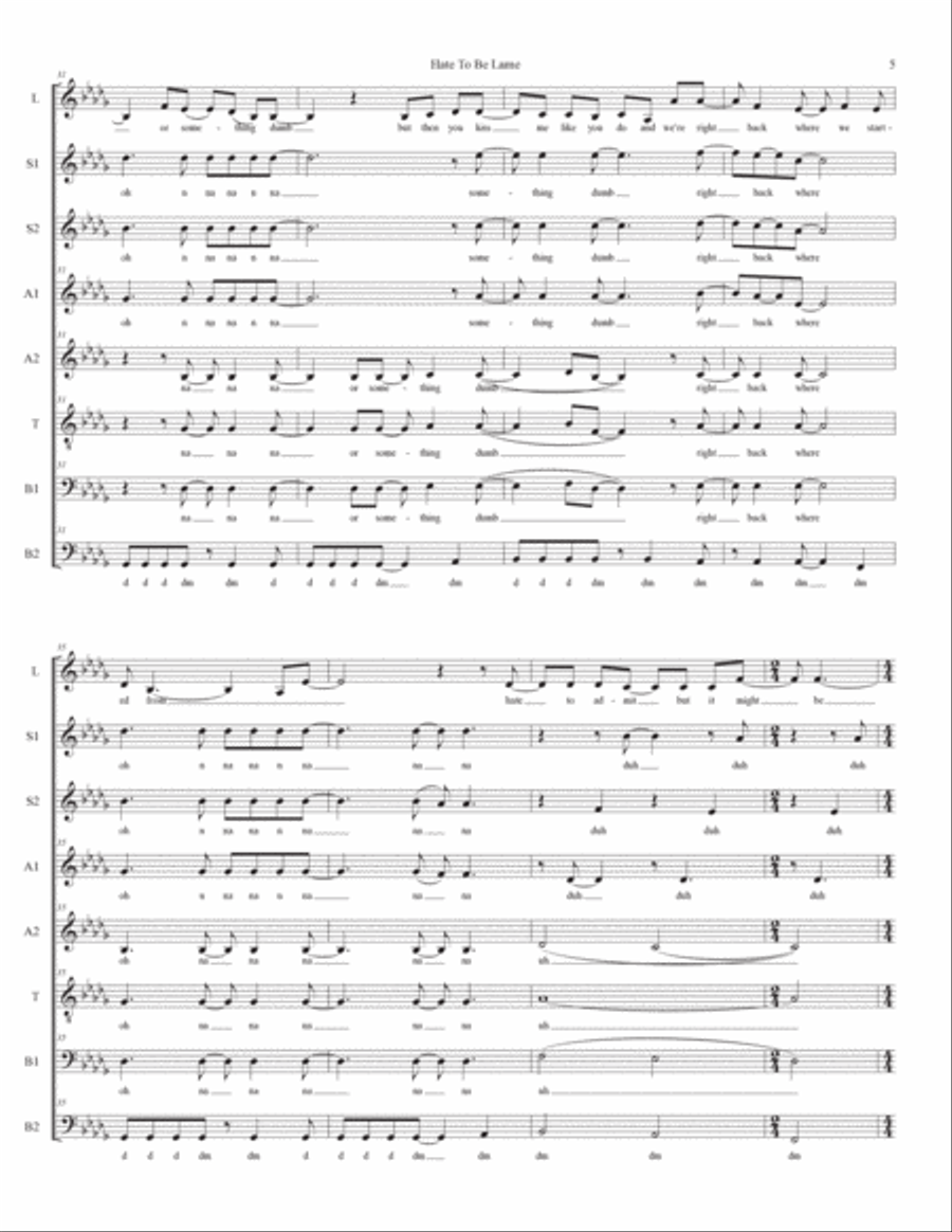 Hate To Be Lame Feat. Finneas Divisi scores gallery preview page 5