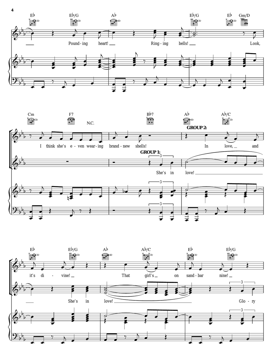 She's In Love (from The Little Mermaid: A Broadway Musical) Piano, Vocal, Guitar scores gallery preview page 4