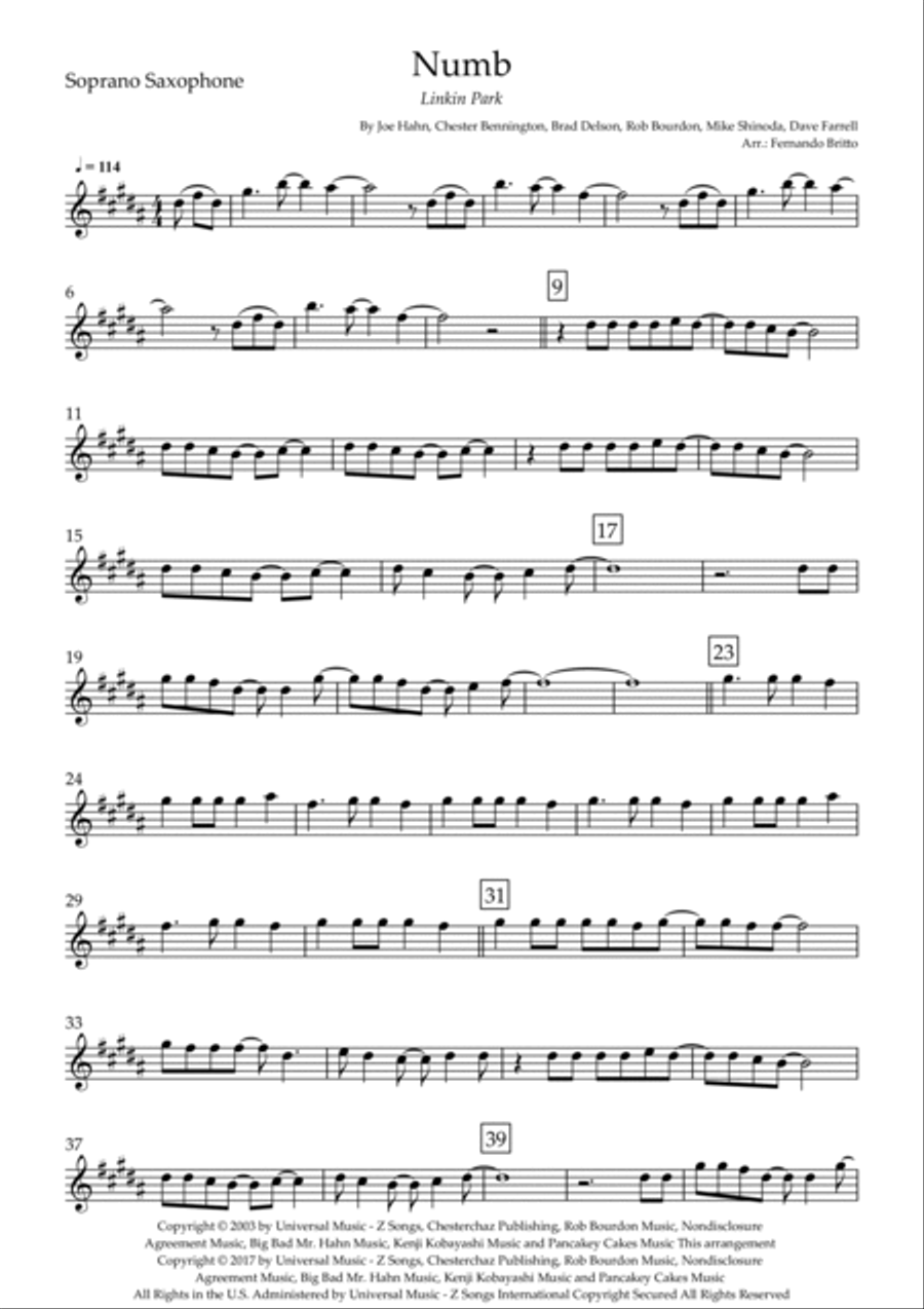 Numb Saxophone Quartet scores gallery preview page 4