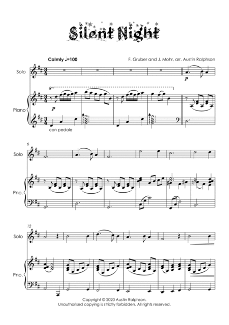 Silent Night for violin solo - with FREE BACKING TRACK and piano accompaniment to play along Violin Solo scores gallery preview page 4