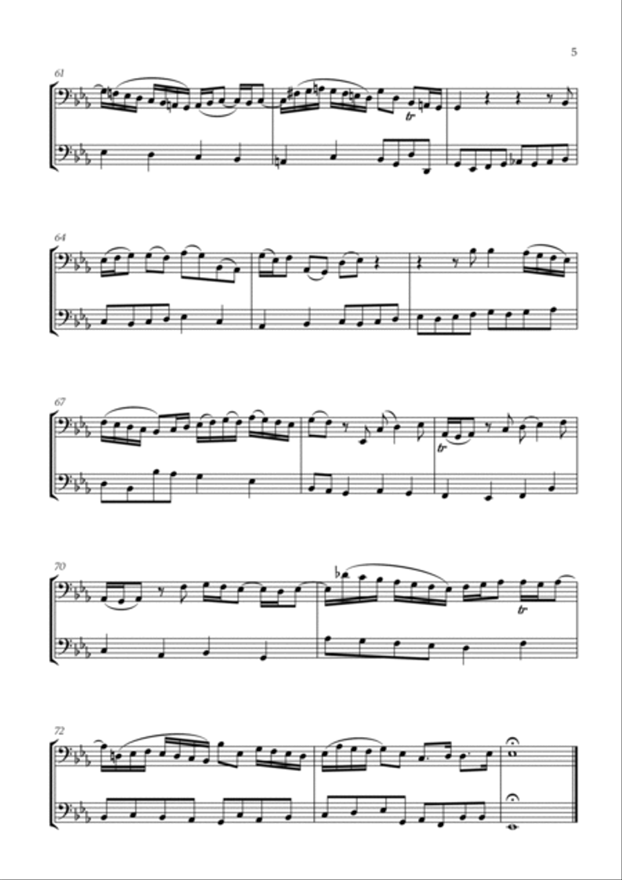 Johann Sebastian Bach - Wachet auf, ruft uns die Stimme (for Trombone and Bassoon) Trombone Duet scores gallery preview page 5
