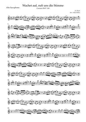 Wachet Auf BWV 140 (J.S. Bach) for Alto Saxophone Solo