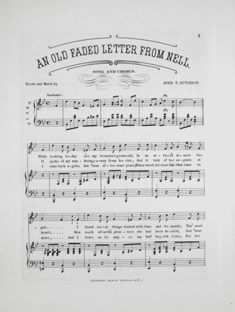 An Old Faded Letter From Nell. Song and Chorus