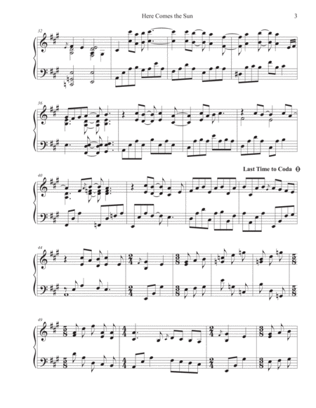 Here Comes The Sun by The Beatles Piano Solo - Digital Sheet Music