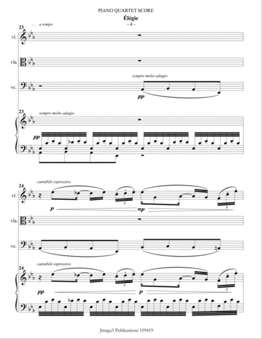 Fauré: Élégie Op. 24 for Piano Quartet Piano Quartet scores gallery preview page 4