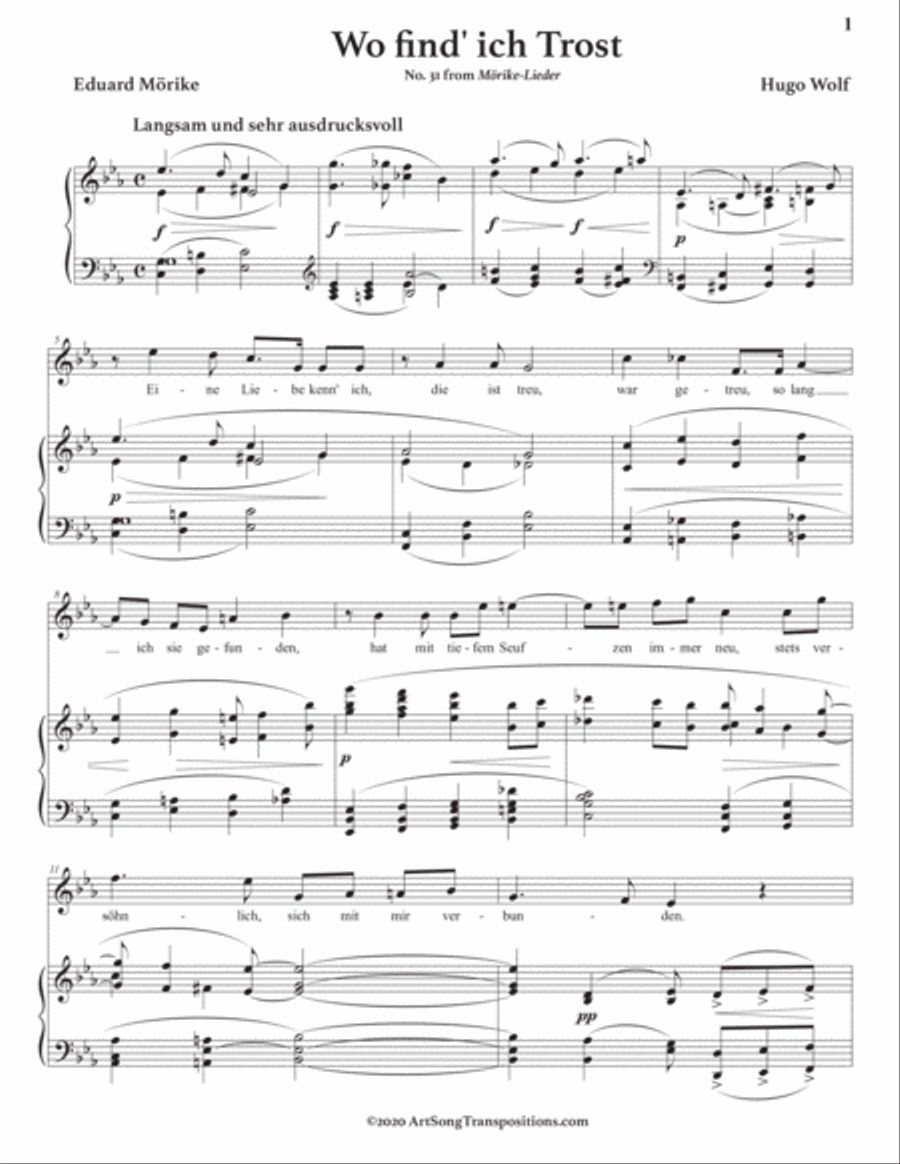 WOLF: Wo find' ich Trost (transposed to C minor) Voice scores gallery preview page 2