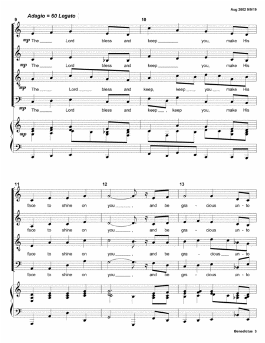 Benedictus (from All Saints Millennium Celebration Mass) 4-Part scores gallery preview page 3