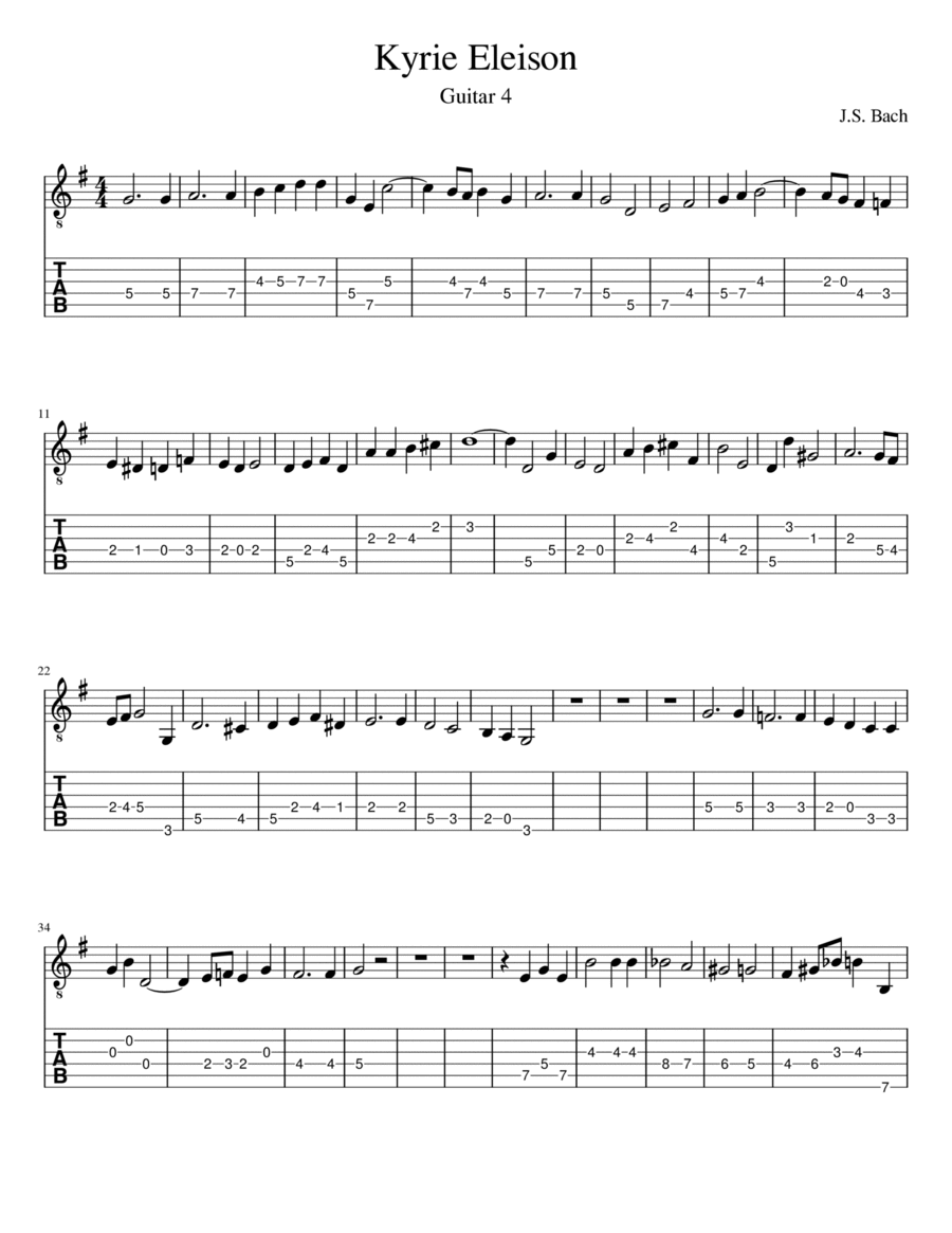 Kyrie Eleison (Guitar 4) Kyrie Eleison (Guitar 4) Classical Guitar scores gallery preview page 1