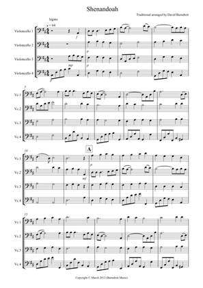 Shenandoah for Cello Quartet