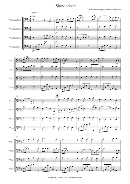 Shenandoah for Cello Quartet image number null