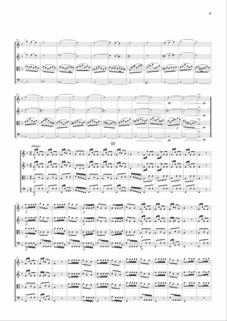 Vivaldi Autumn from the Four Seasons, all mvts., for string quartet, CV103 String Quartet scores gallery preview page 4