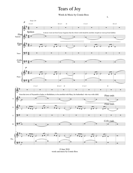 Tears of Joy (Christmas Song) SATB, cello, and flute with piano image number null