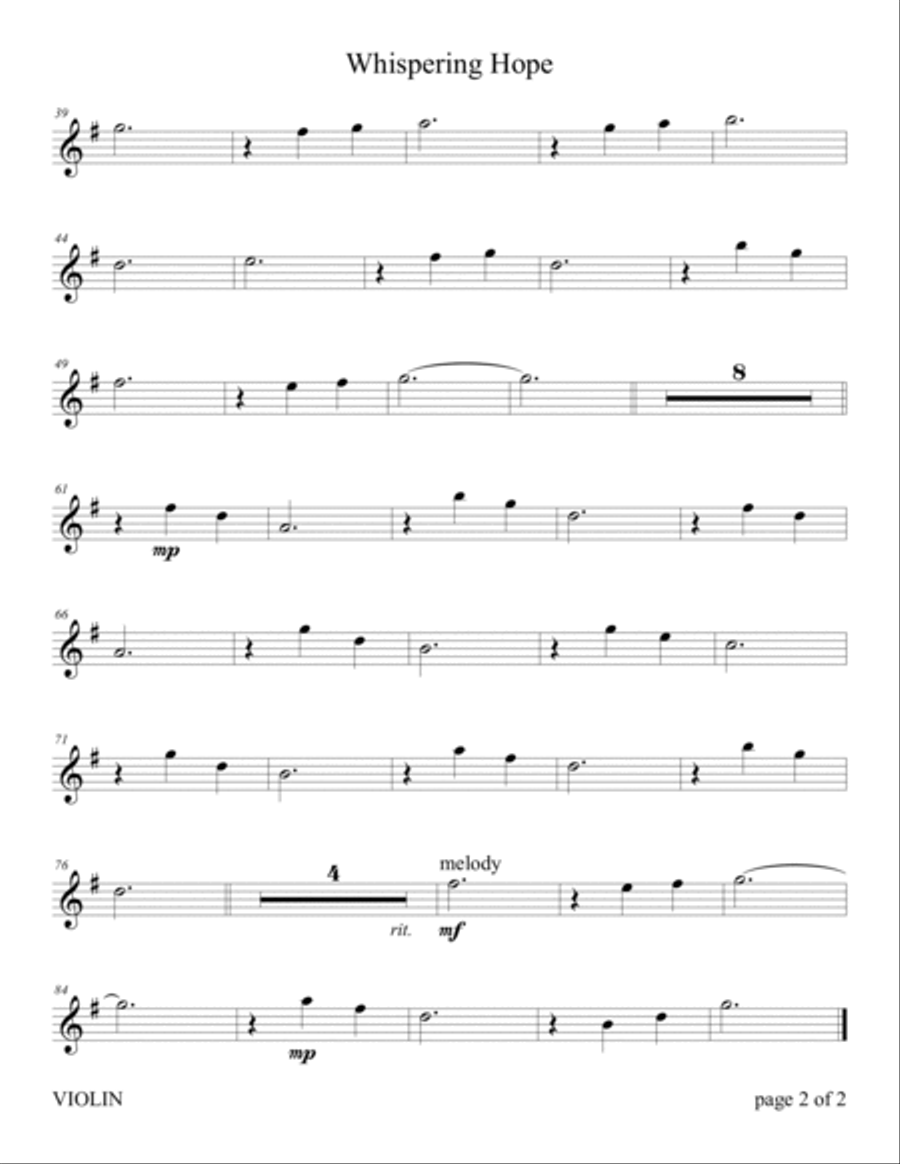 Whispering Hope (for Violin and Cello Duet with Piano Accompaniment) Piano Trio scores gallery preview page 3