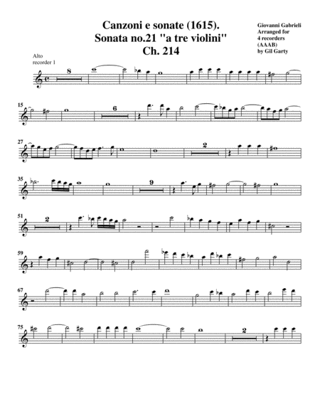 Sonata a tre violini (1615) (arrangement for 4 recorders)