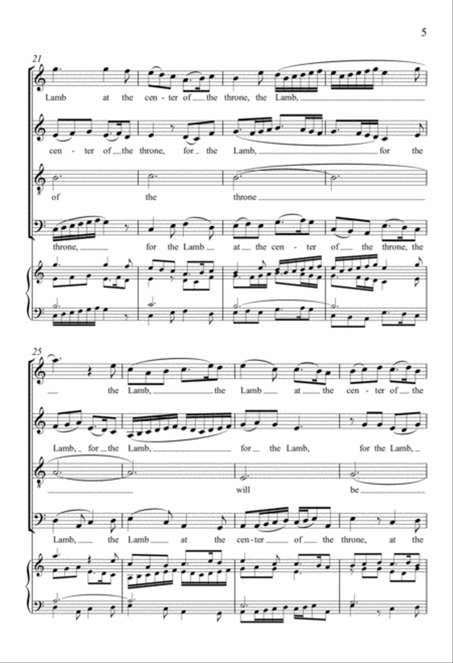 For the Lamb Will Be Their Shepherd 4-Part scores gallery preview page 5