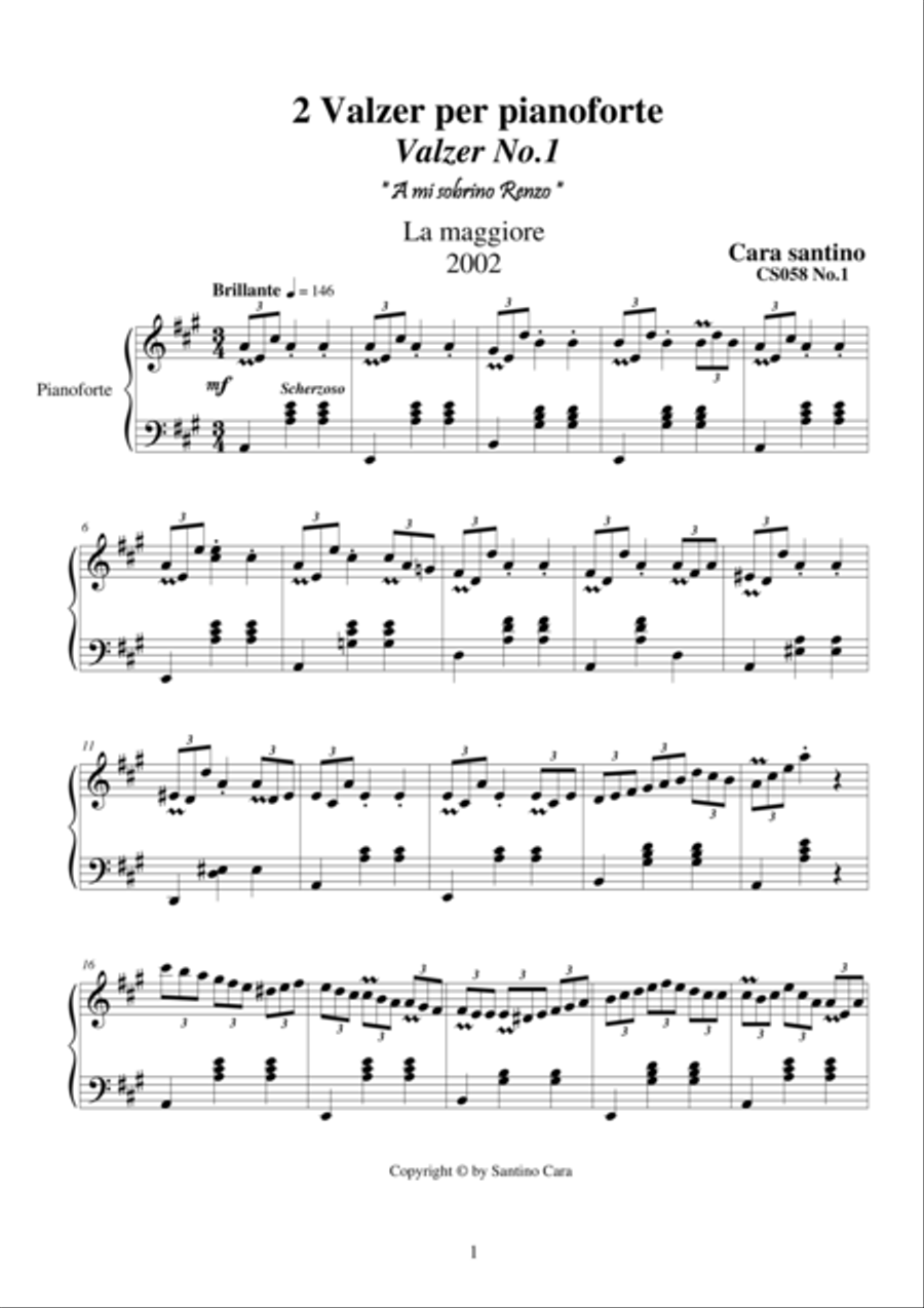 2 Waltzes for piano - CS058 4-Part scores gallery preview page 1