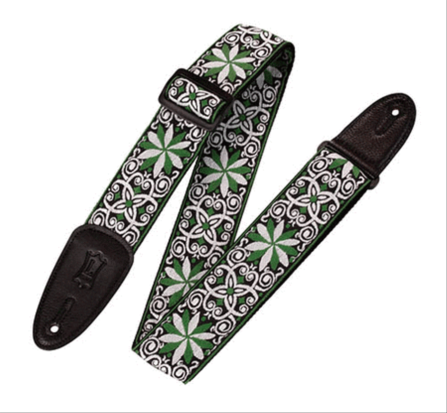 '60s Hootenanny Jacquard Weave Guitar Strap – Floral Green Musical Instruments scores gallery preview page 2