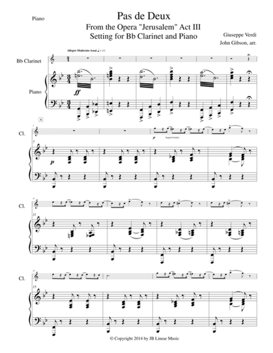Verdi - Pas de Deux set for Clarinet and Piano image number null