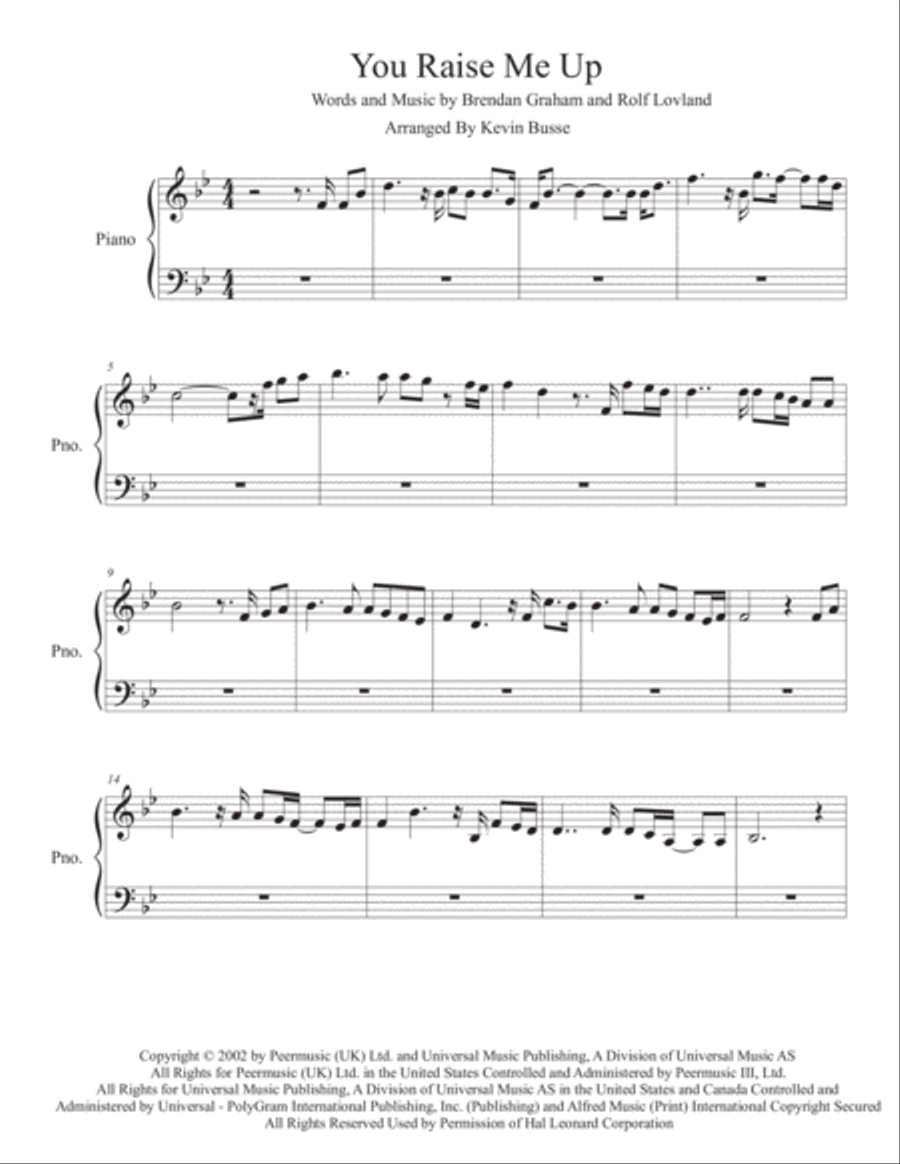 You Raise Me Up You Raise Me Up Easy Piano scores gallery preview page 1