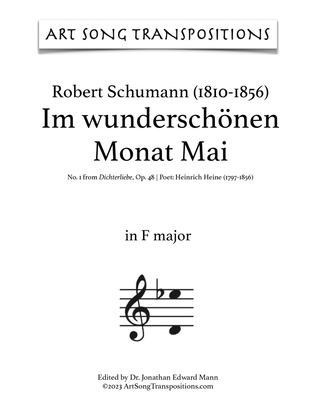 SCHUMANN: Im wunderschönen Monat Mai, Op. 48 no. 1 (transposed to F major, E major, E-flat major)