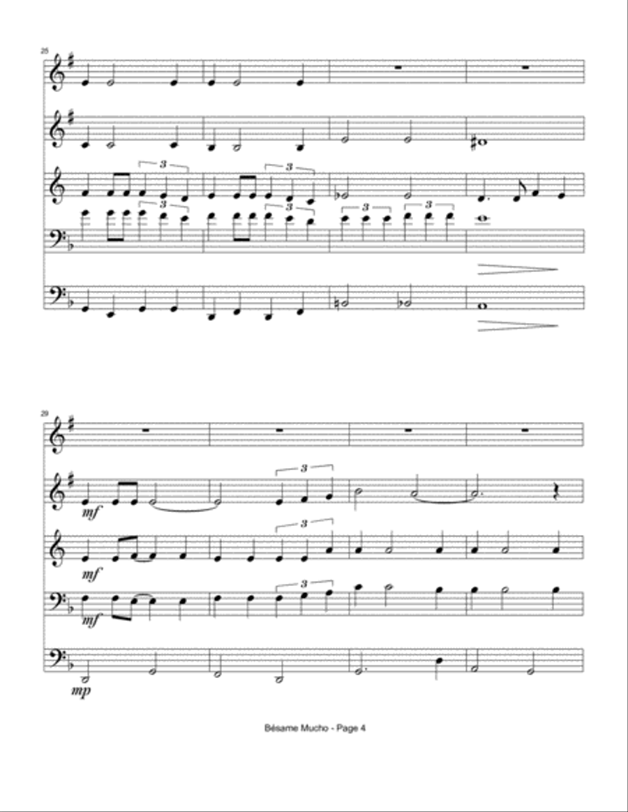 Besame Mucho (Kiss Me Much) Brass Ensemble scores gallery preview page 5