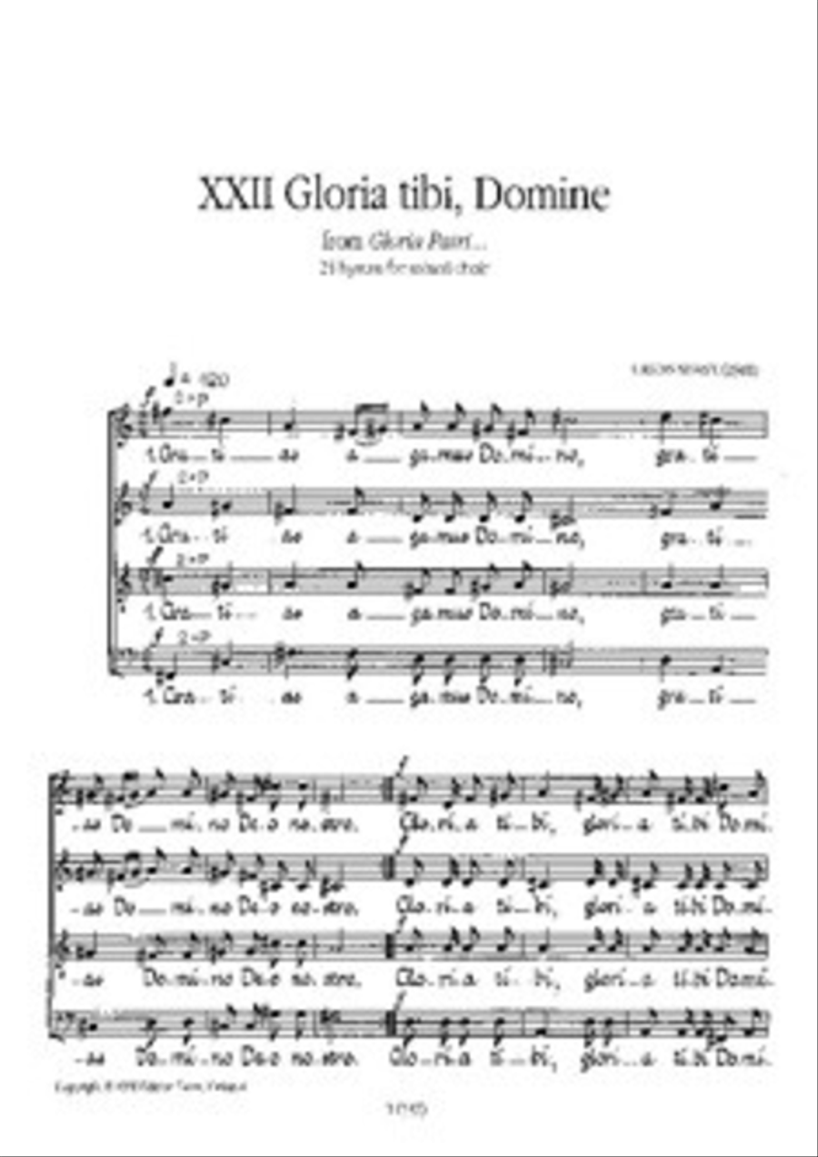 Gloria tibi, Domine - Hymn XXII from Gloria Patri... 24 hymns for mixed choir Mixed Choir scores gallery preview page 1